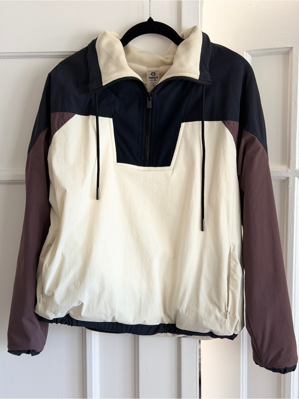Retro Tri Color Quarter Zip Pullover with Pockets